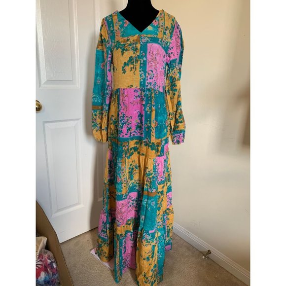 Floral Scarf Print Ruffle Hem Maxi Dress - Picture 5 of 6